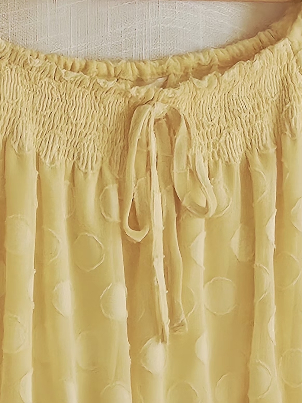 LC Lauren Conrad Yellow Clip Dot Smocked Peplum Top - Size XS - Picture 9 of 12